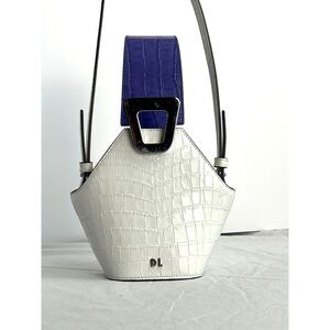 Danse Lente Croc Embossed Johnny Mini Bucket bag in White & Purple